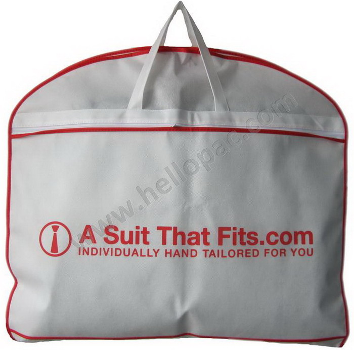 Promotional Foldable Non Woven Suit Cover Bag with Carriable Tote Handle and Zipper Closure for the Storage of Suit