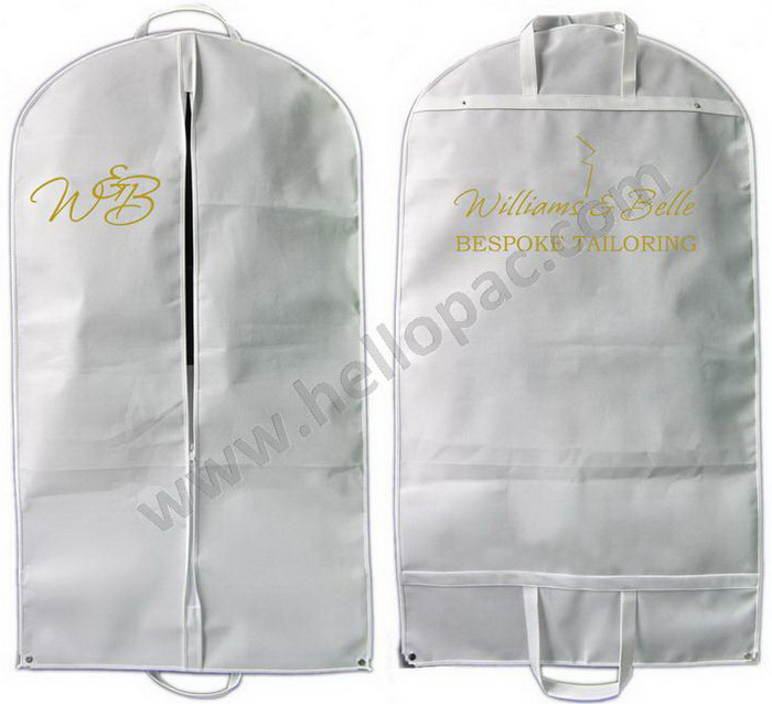 Recyclable Marketing Promotion Folding Non Woven Suit Cover with Carriable Tote Handle and Zipper Closure for the Storage of Costume