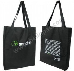 Recycled Promotional Black Twill Cotton Tote Shopping Bag with Long Handle